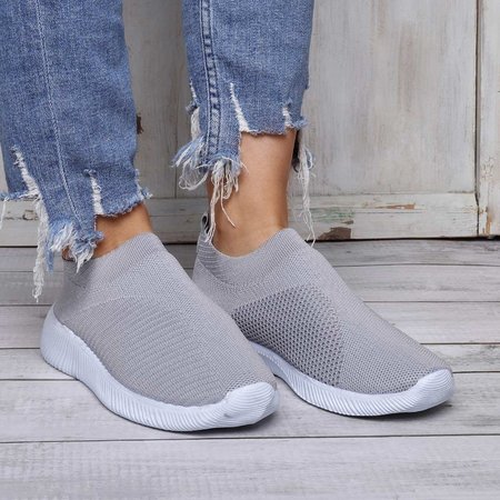 

All Season Casual Breathable Elastic Slip On Sneakers, Gray, Shoes