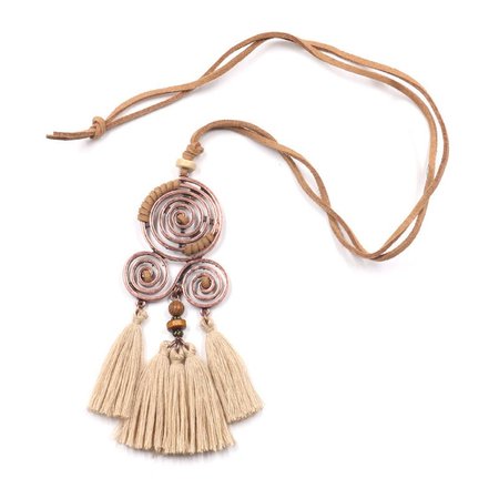 

Daily/Beach Women's Clothes Chain Boho Tassel Long Necklace, Apricot, Necklaces