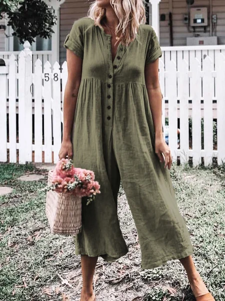 

Women Short Sleeve Jumpsuits Playsuit, Army green, Jumpsuits & Rompers