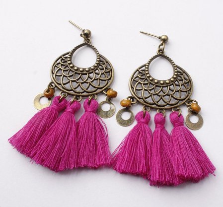 

Vintage Hollow Alloy Flower Earrings, Rose red, Earrings