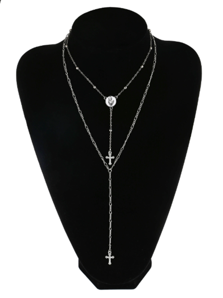 

zolucky Cross Multiple Pendant Necklace, Silver, Necklaces