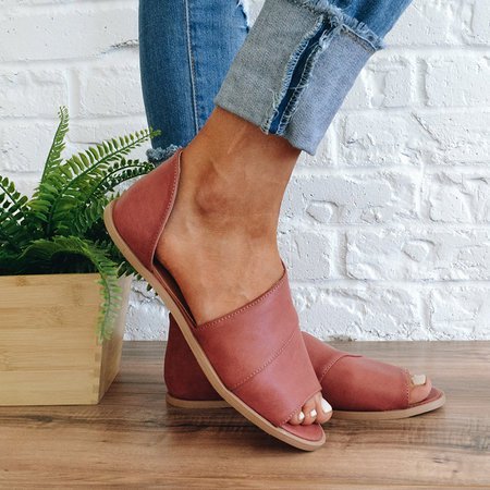 

Women Open Toe Comfy Flat Shoes, Mauve, Flats