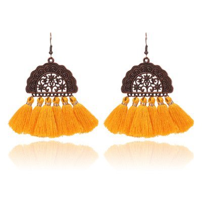 

Alloy Vintage Boho Holiday Daily Fringed Tassels Earrings, Yellow, Earrings