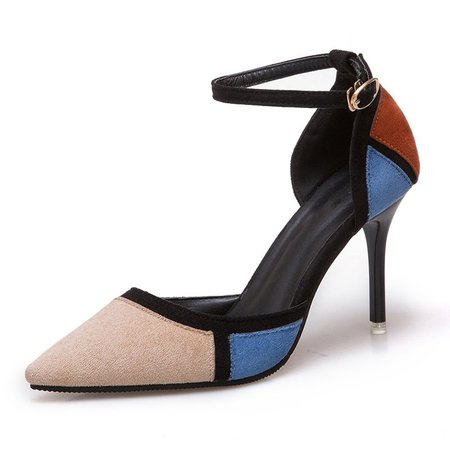 

Panel Suede Color Block Stiletto Heel Heels, Beige, Heels