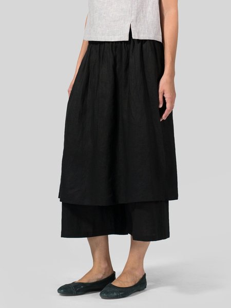 

Women Casual Two-Layer Solid Pants with Side Pockets, Black, Bottoms