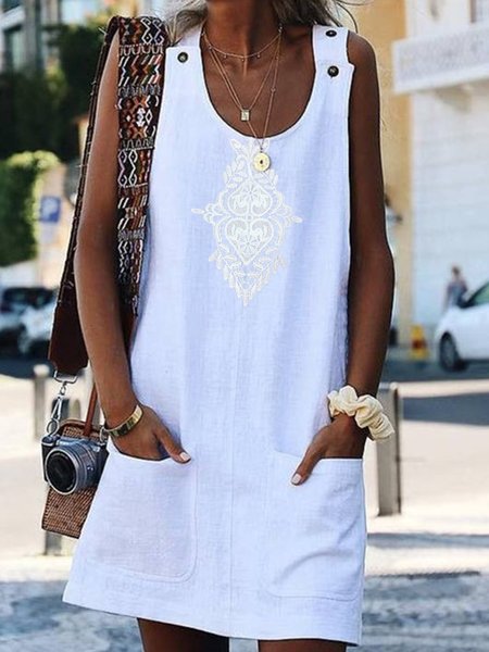 

Midi Abito senza maniche Dritto da Vacanza, Bianco, Dresses