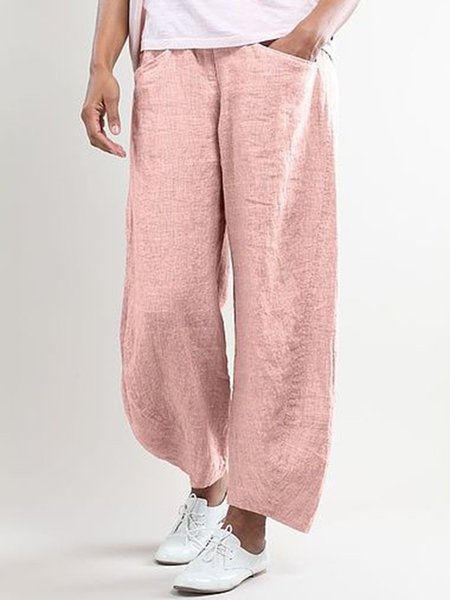 

Women Casual Wide Leg Shift Cotton Pockets Solid Pants, Blue, Pants