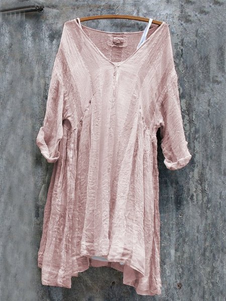 

Casuale Scollo a V 3/4 Manica a Righe taglia grande pipistrello Manica Top, Rosso, Blouses & Shirts