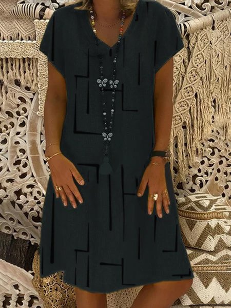 

Short Sleeve Solid Casual Shift Knitting Dress, Black, Basic Dresses