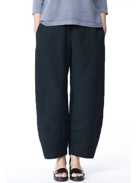 

Solid Casual Pockets Pants, Black, Pants