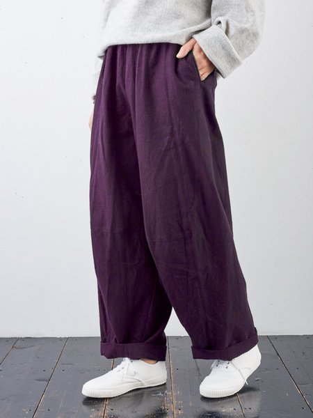 Solido Casuale Tasche Pantaloni, Viola, Pants