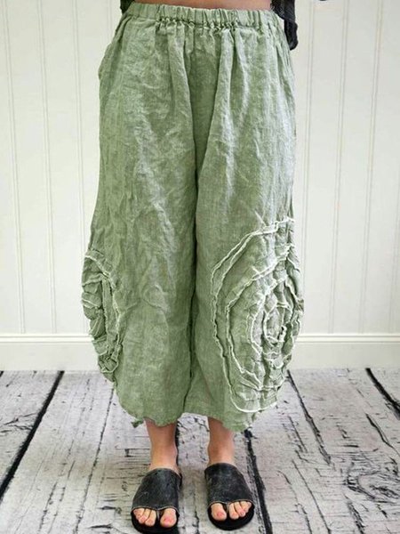 

Solid Casual Pants, Green, Pants