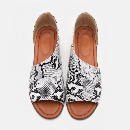 

Sandali PU con Tacco Basso Data, Pelle di serpente, Sandals
