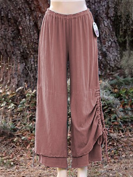 

Casual Solid Plus Size Pants, Red, Pants