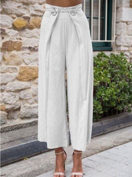 

Plus Size Vintage Solid Pants, White, Pants