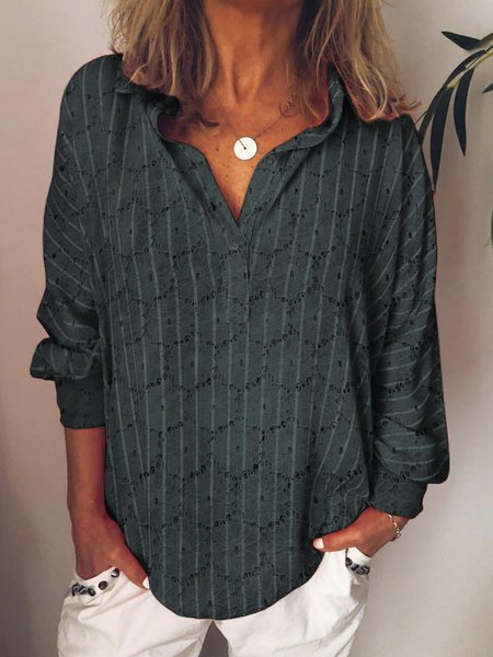 

Striped Casual Blouse & Shirt, Gray, Blouses & Shirts