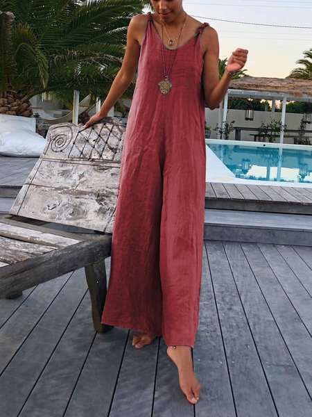 

Casuale Girocollo senza maniche One-Pieces, Rosso, Jumpsuits