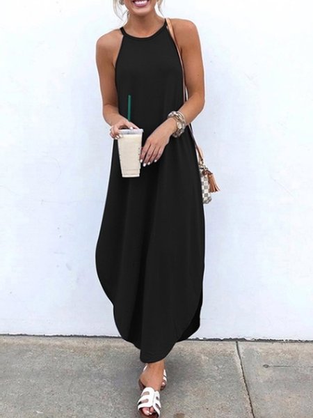 

Sleeveless Summer Women Dress Long Maxi Sundresses, Black, Maxi Dresses