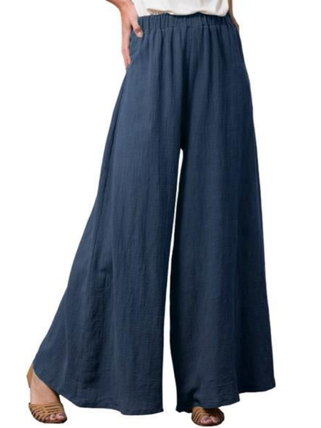 

Solido Casuale Pantaloni, Blu scuro, Bottoms