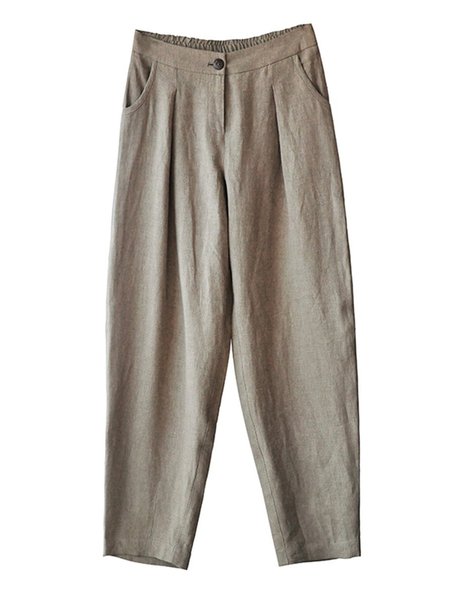 

Donna Lungo Cottone Matita Pantaloni, Cachi, Pants