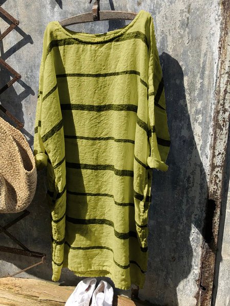 

Donna Estate Sciolto Newport Nautical Striscia morbido Lino Gonna, Verde oliva, Casual Dresses