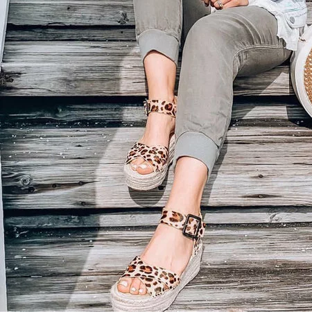 

Da donna PU Casuale Estate Tacco a Zeppa Sandali, Leopardo, Sandals