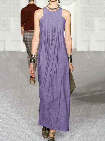 senza maniche A-line Elegante Asimmetrico Ufficio Le signore Abito, Viola, Maxi Dresses