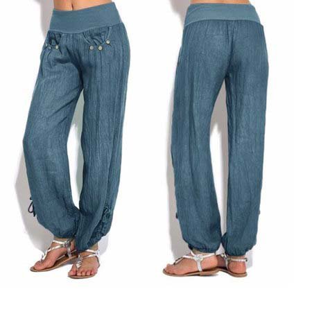 

Loose Low-waist Bottoms, Navy blue, Pants
