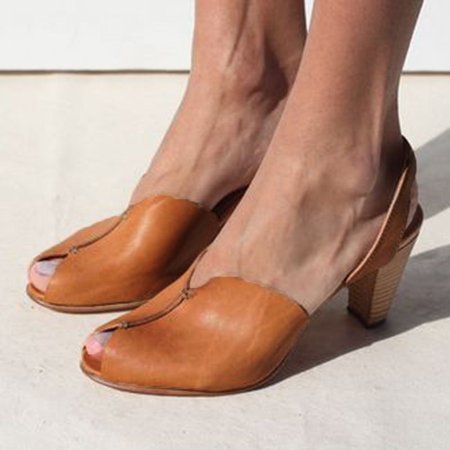 

Women's Elegant Casual Peep Toe Sandals, Brown, Sandals