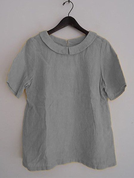 

Casual Short Sleeve Round Neck Top, Gray, Tops