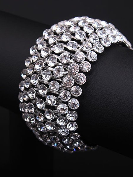 

Alloy Artificial Diamond Round Bracelet, Silver, Bracelets
