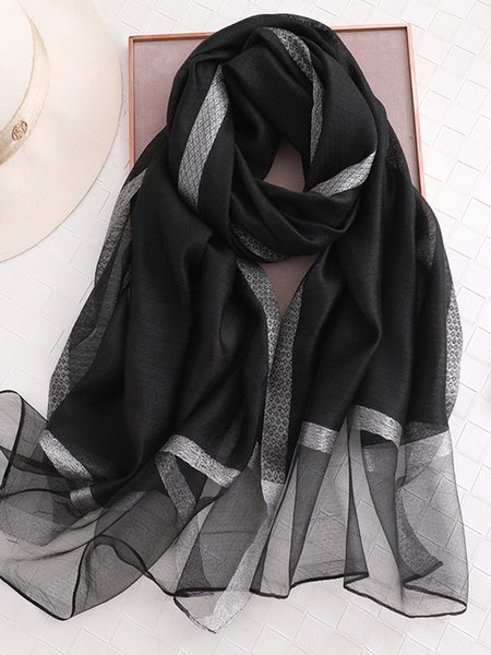 

Daily Solid Casual Long Plain Women Spring Fall Silk Scarf, Dark gray, Scarves