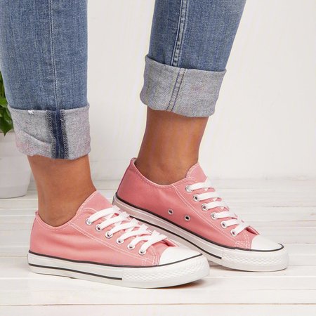 

Womens Simple Casual Canvas Lace-Up Sneakers, Pink, Sneakers