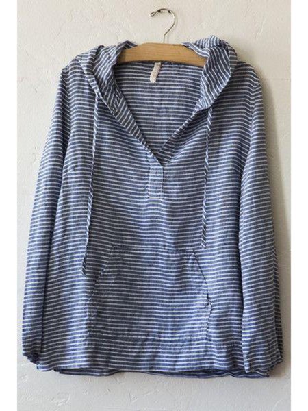 

Camicie & Top Blu a V Neck Cottone con Manica Lunga, Tops