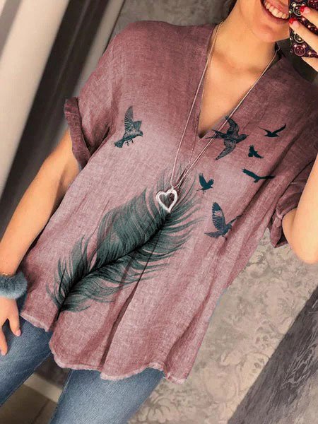 

Camicie & Top con Scollo a V Casuale Lino, Vino rosso, T-Shirts