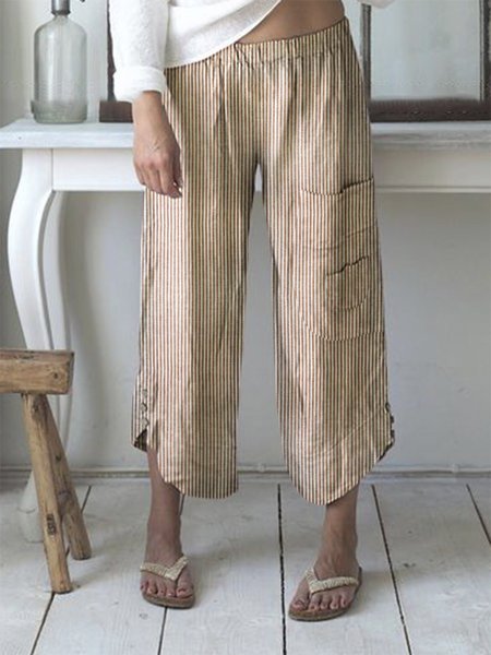 

Pantaloni da Donne Estate a Strisce Boho, Cachi, Pants
