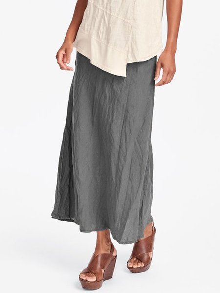 

Maxi Gonna Cottone Casuale a Tinta Unita, Grigio, Blouses & Shirts
