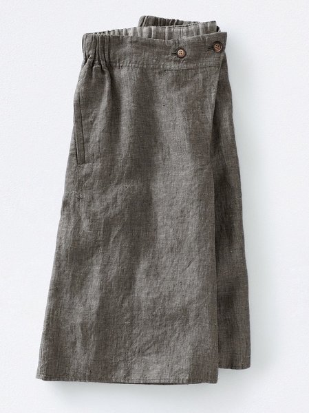 

Cotton-Blend Casual Pockets Solid Pants, Deep gray, Shorts