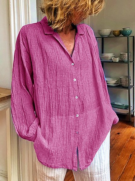 

V Neck Buttoned Down Plus Size T-Shirt, Pink, Auto-Clearance
