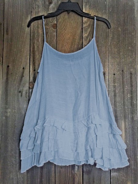 

Top Taglia Grande Casuale Solido Cottone senza Maniche, Blu, Tank Top