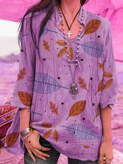 

Camicette Bohemian con Manche 3/4 Chemises, Viola, Blouses & Shirts