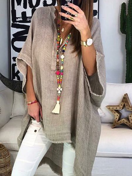 Pipistrello Scollo a V Camicetta & Top, Grigio chiaro, T-Shirts