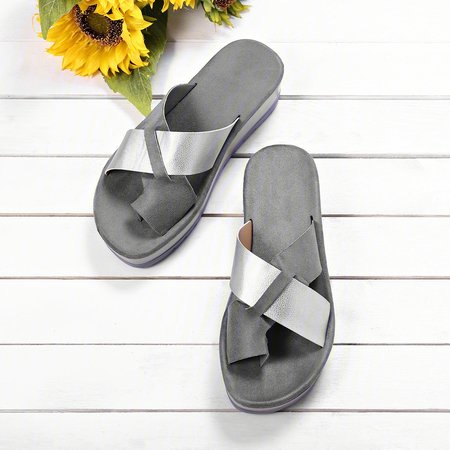 

Scarpe da Donna Vintag Sandalo, Grigio argento, Slippers