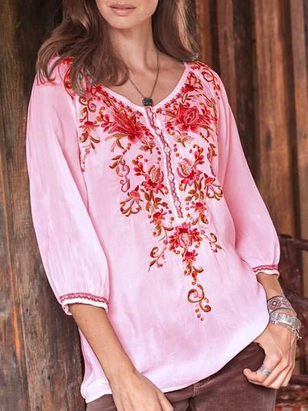 

Floral-print Long Sleeve Buttoned Tops, Pink, Blouses & Shirts