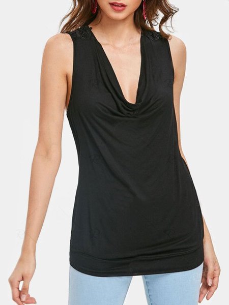 

Black Deep V-Neck Sleeveless Sheath Shirts & Tops, Tanks and Camis