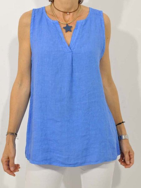 Casual Sleeveless V Neck Solid Top