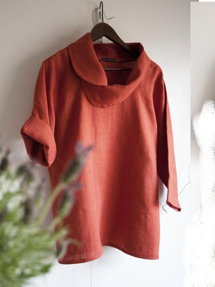 

Camicie & Top con 3/4 Manica Lino Collo, Rosso-arancio, T-Shirts