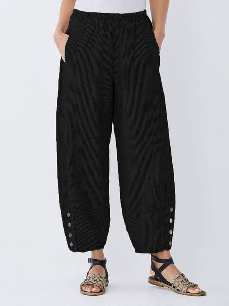 

Women Striped Casual Long Pants, Black, Pants