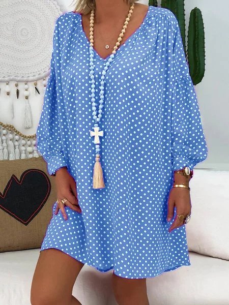 Gonna a Pis Stampato Tunica, Blu reale, Casual Dresses