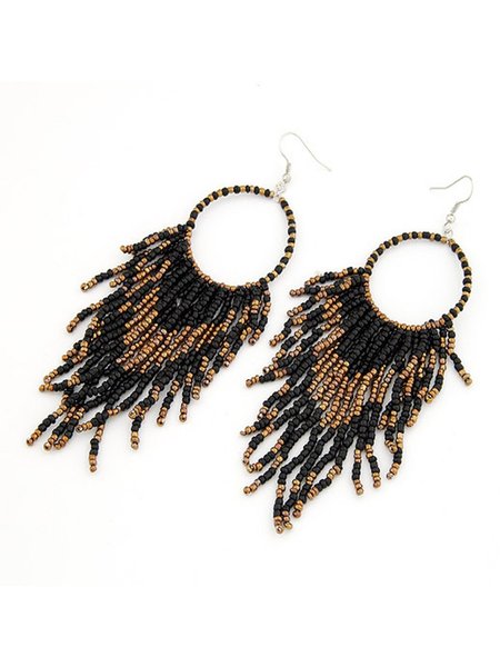 

zolucky Fashion Bohemian Tassel Pendant Earrings Ear Jewelry, Black, Earrings